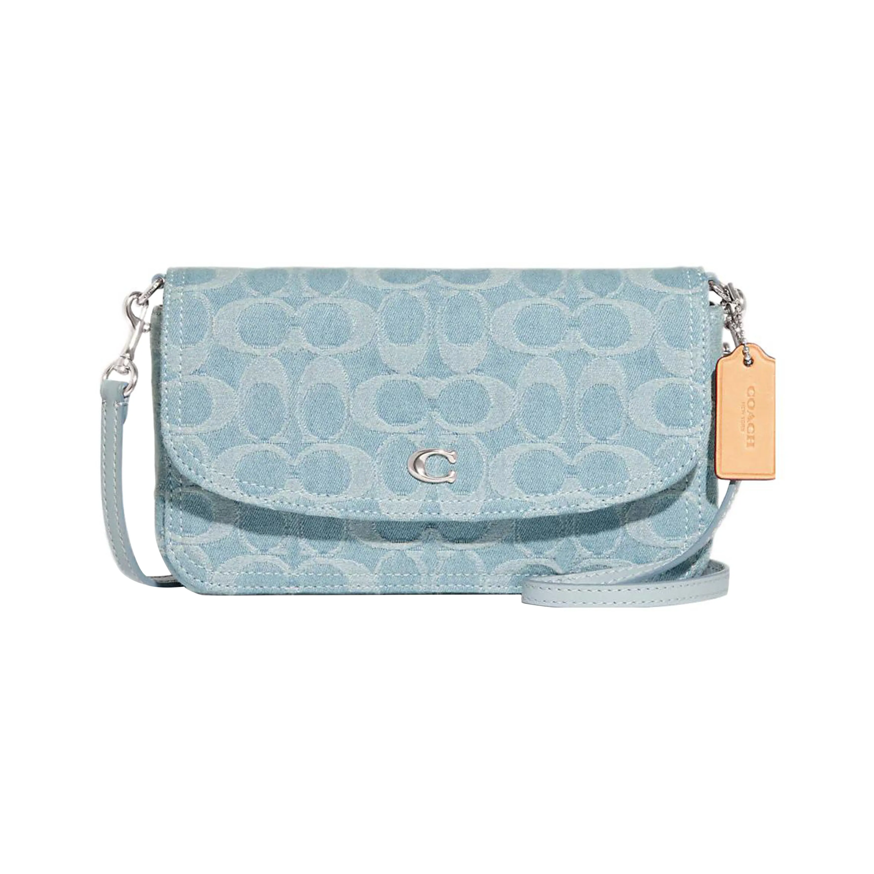 COACH Hayden Denim Утонченная Телячья Кожа Конверт Сумка Сумка через плечо Маленькая Женская Синяя