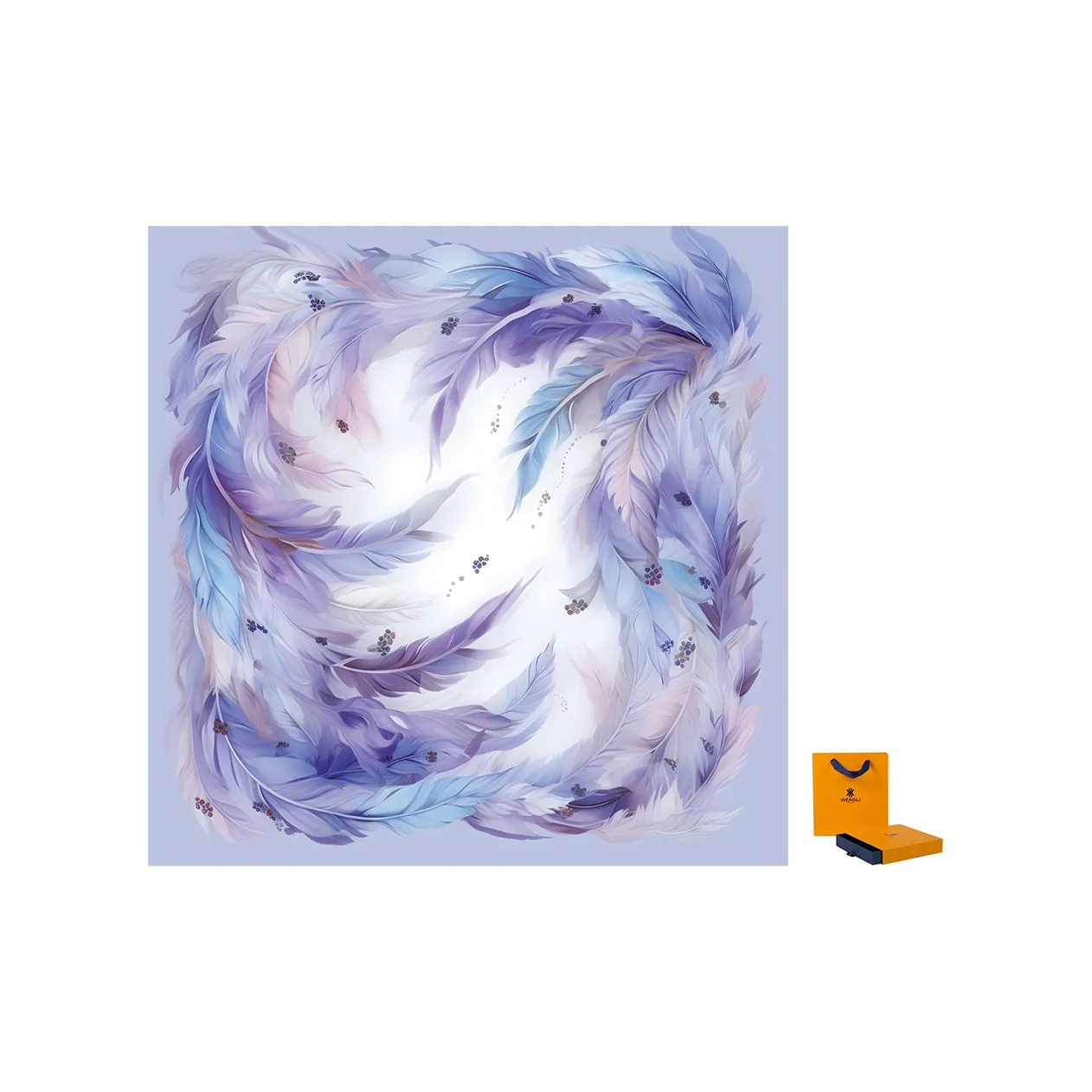 WENSLI Silk Scarves Women's Light Purple With Box+Shopping Bag