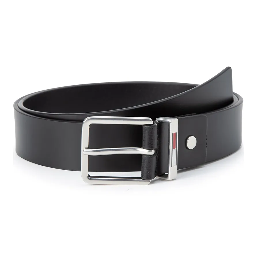 Tommy Hilfiger Split Cow Leather Belts Men's Black 3.5cm