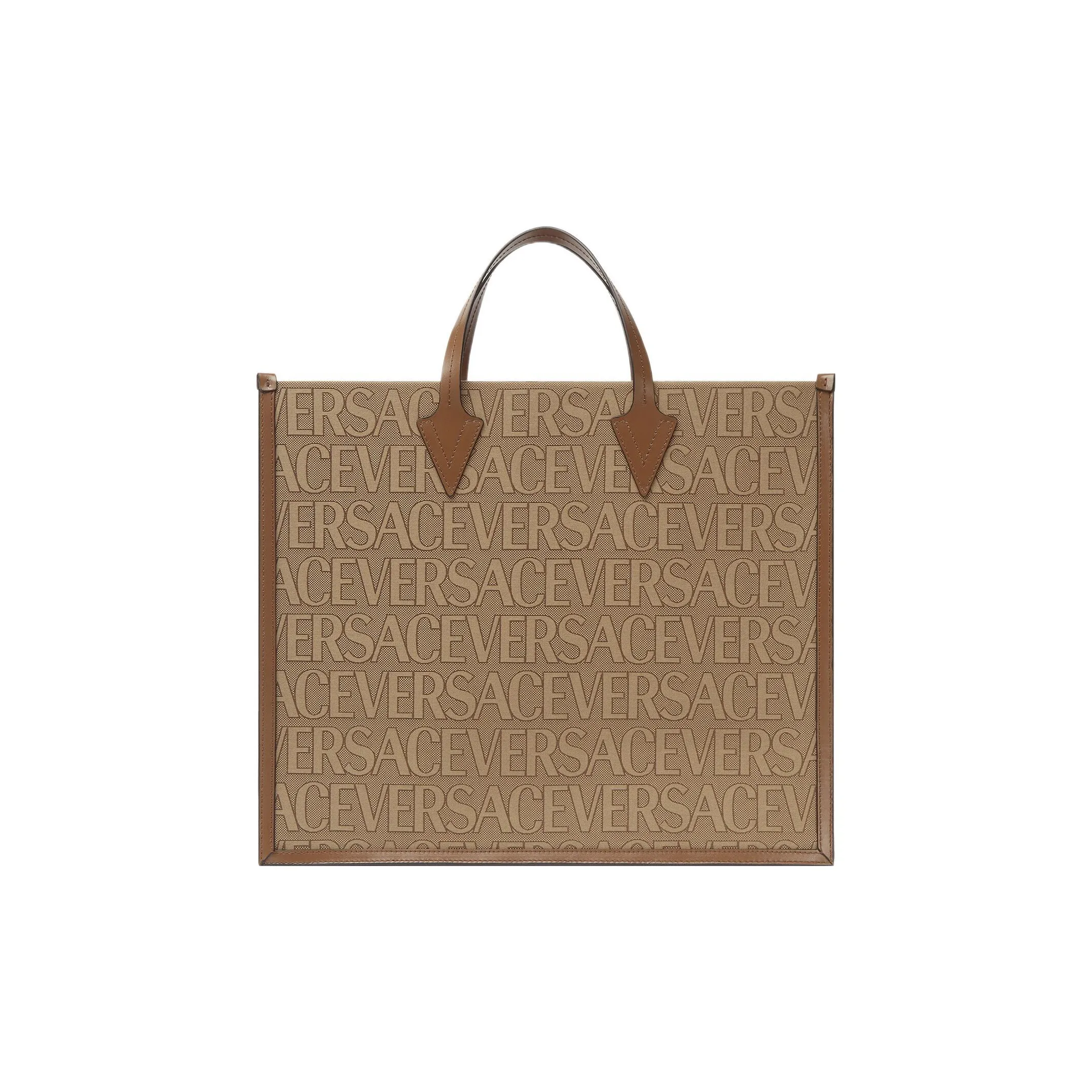 VERSACE Cow Leather Tote Bag Shopping Bag Shoulder Bag Crossbody Bag Handbag Regular Men's Brown