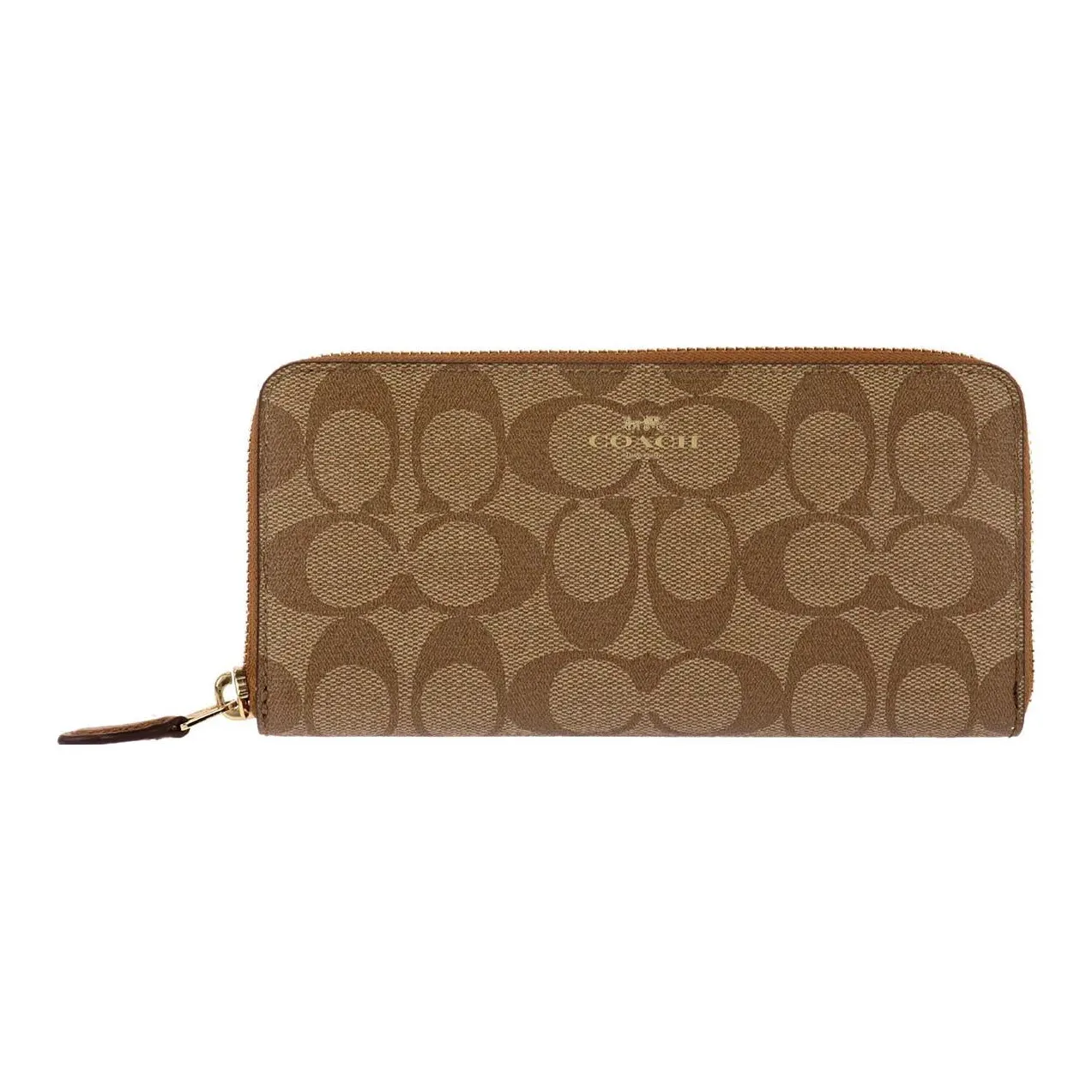 COACH Canvas With Leather Clutch Wallet Trumpets Women's Dark Brown