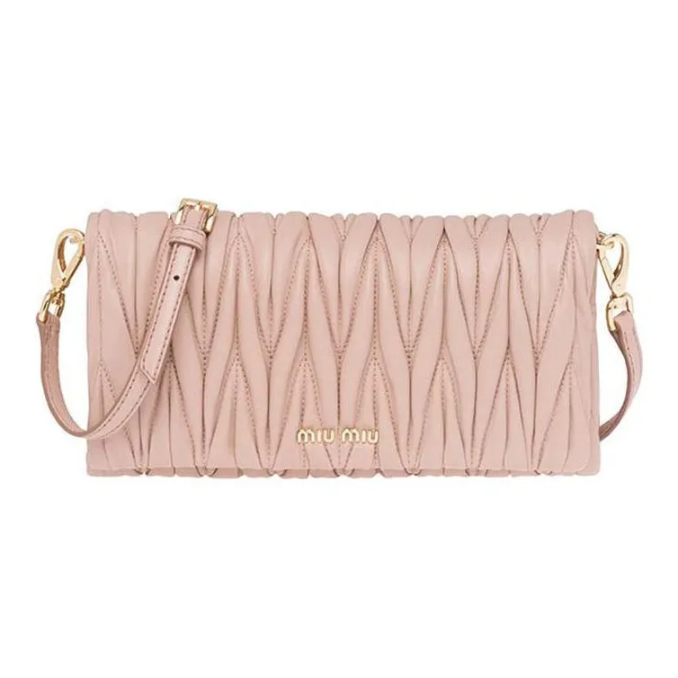 MIU MIU Wander Series Sheepskin Shoulder Bag, Crossbody Bag Women's Apricot