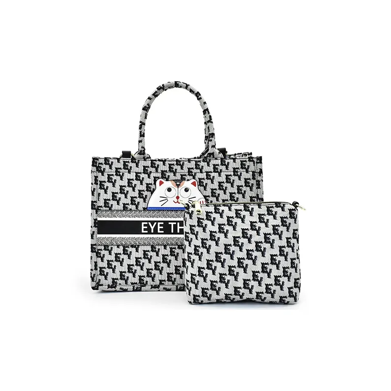 EYE THEME Cotton Tote Bag, Shopping Bag, Shoulder Bag, Handbag Tubas Women's Black