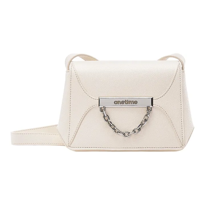 ONE TIME Synthetic Leather Stackable Shoulder Bag Regular Women's White/Black/Metallic Silver