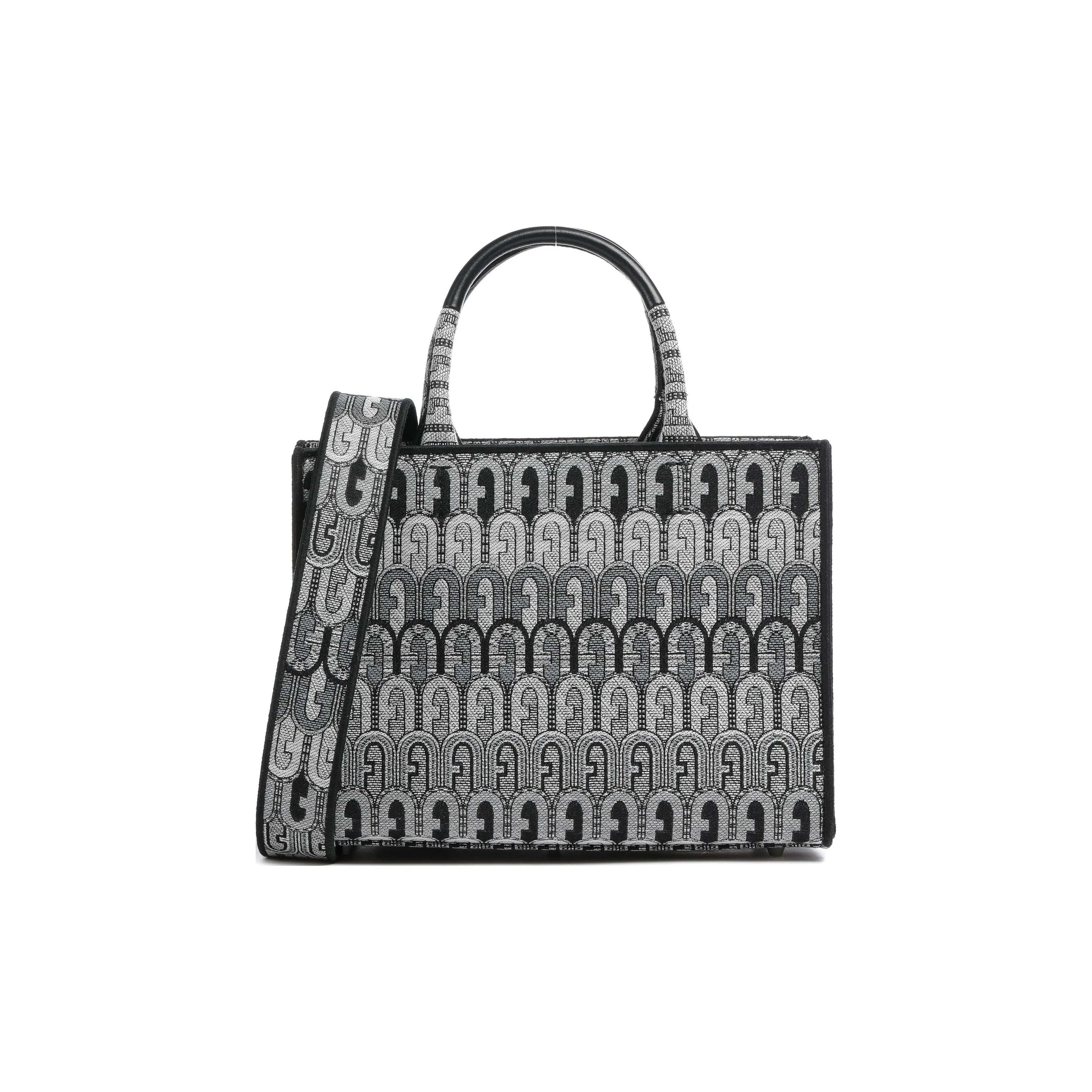 Furla Opportunity Jacquard Fabric Tote Bag, Shopping Bag, Shoulder Bag, Handbag Trumpets Women's Gray