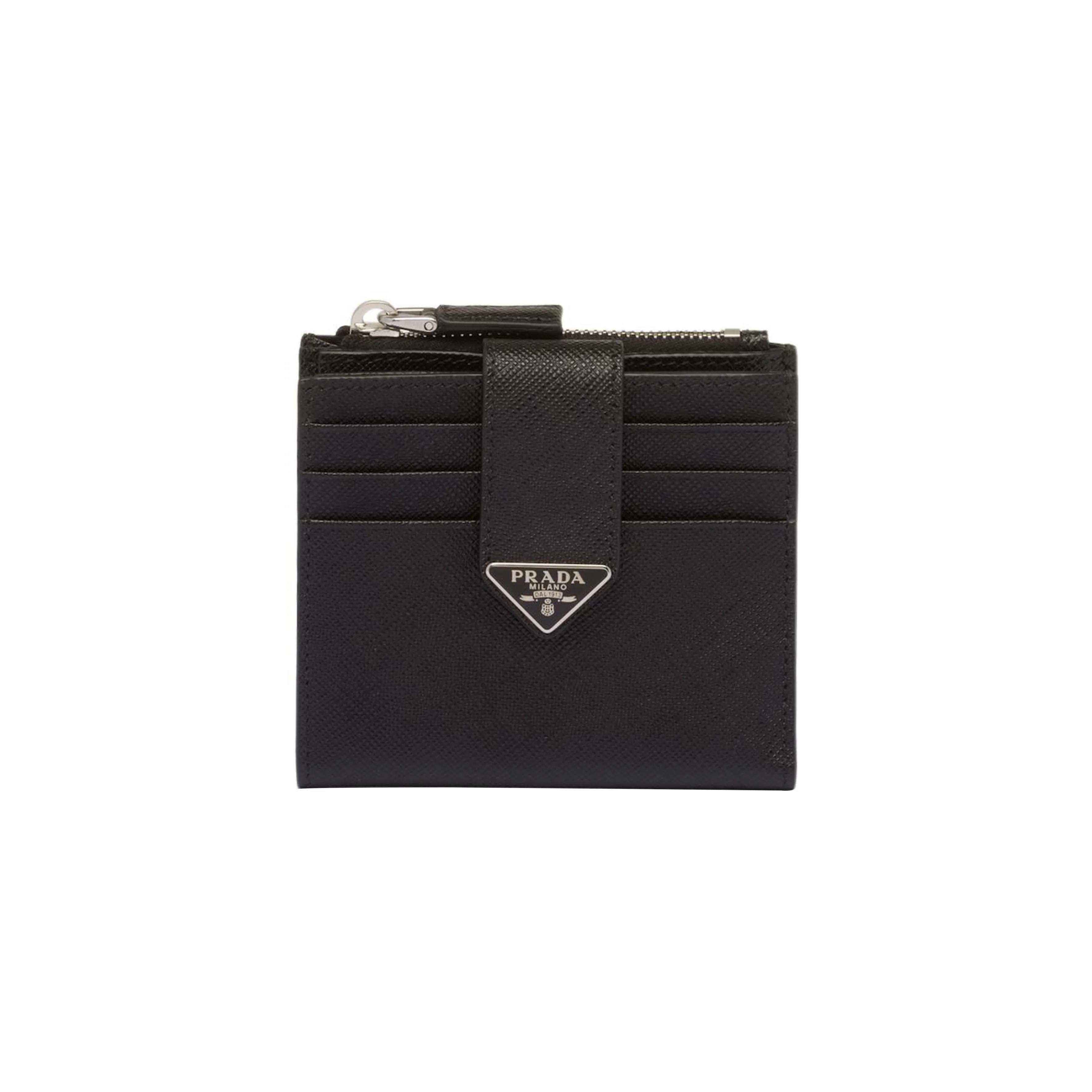 PRADA Logo Plaque Zipped Wallet