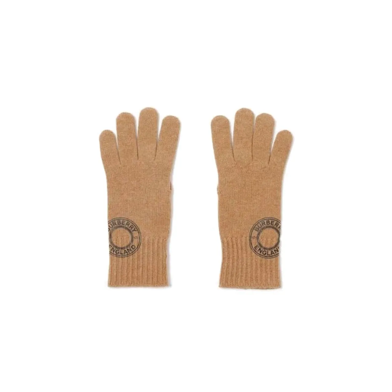 Burberry Cashmere, Polyester Knit Gloves Men's Brown