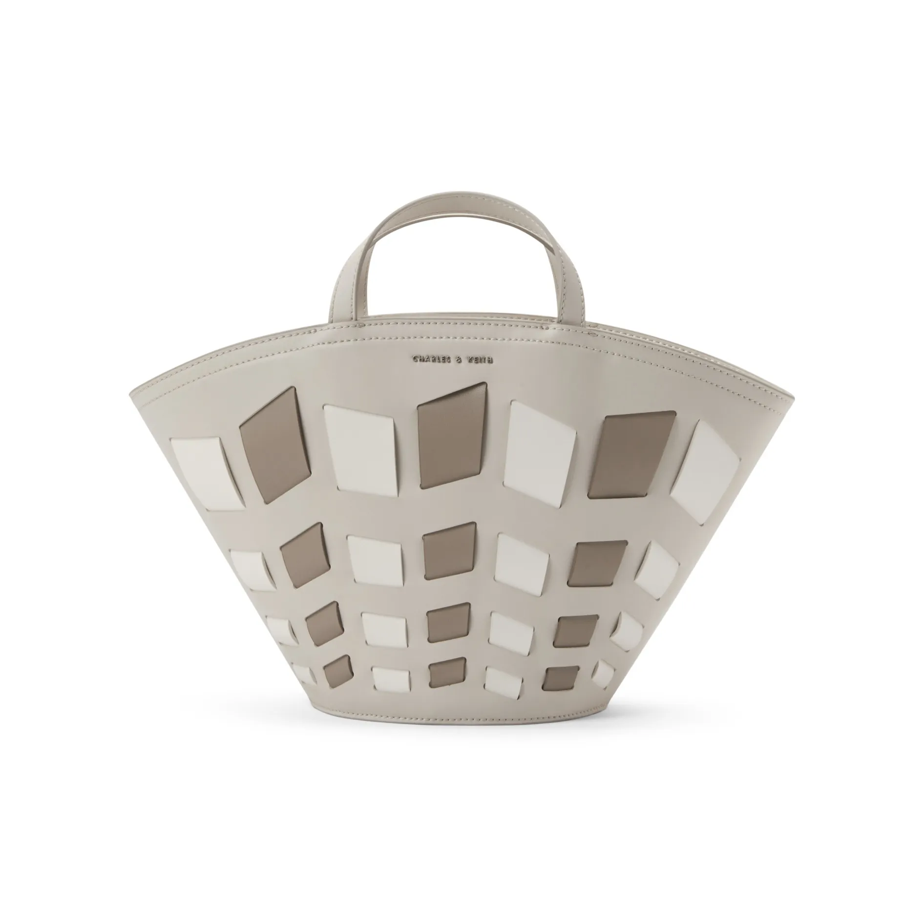 CHARLES KEITH Полиуретан Синтетическая Кожа Ведро-Формовая Сумка Сумка Сумка через плечо Средняя Женская Тауповая Бежевая