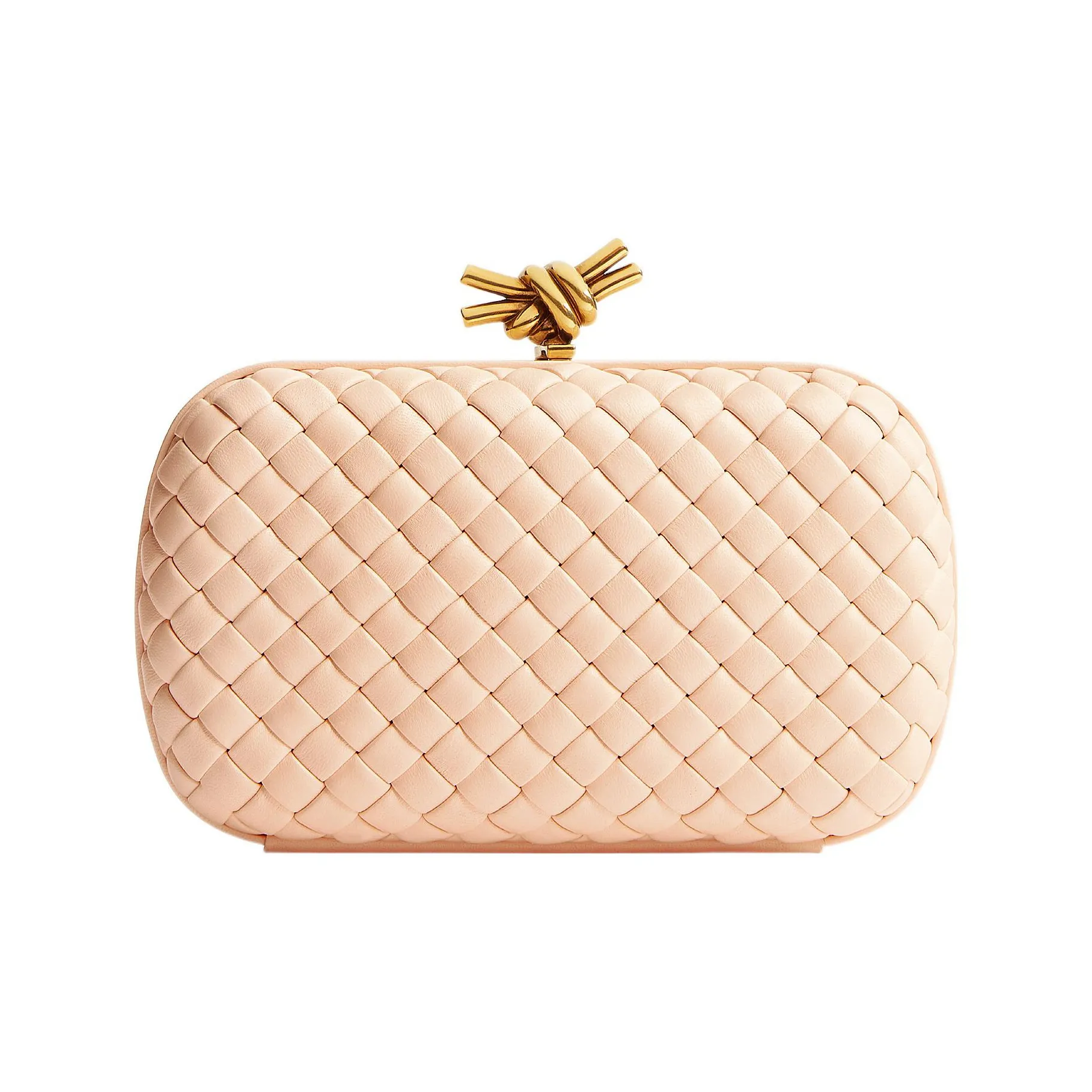 Bottega Veneta KNOT Lambskin Golden Mouth Bag Evening Clutch Bag Women's Pink