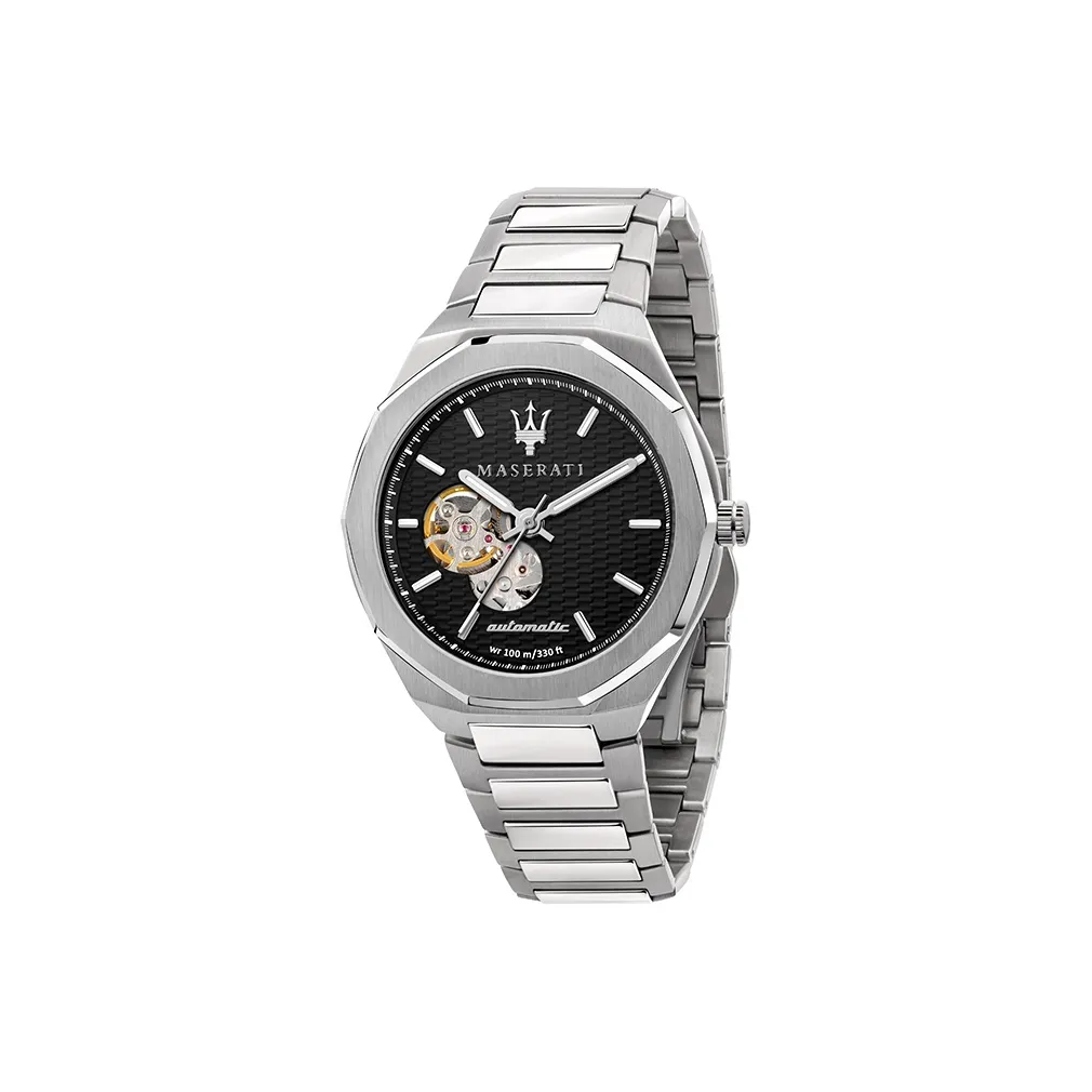 Maserati Мужские часы Механический механизм Нержавеющая сталь Ремешок Черный циферблат