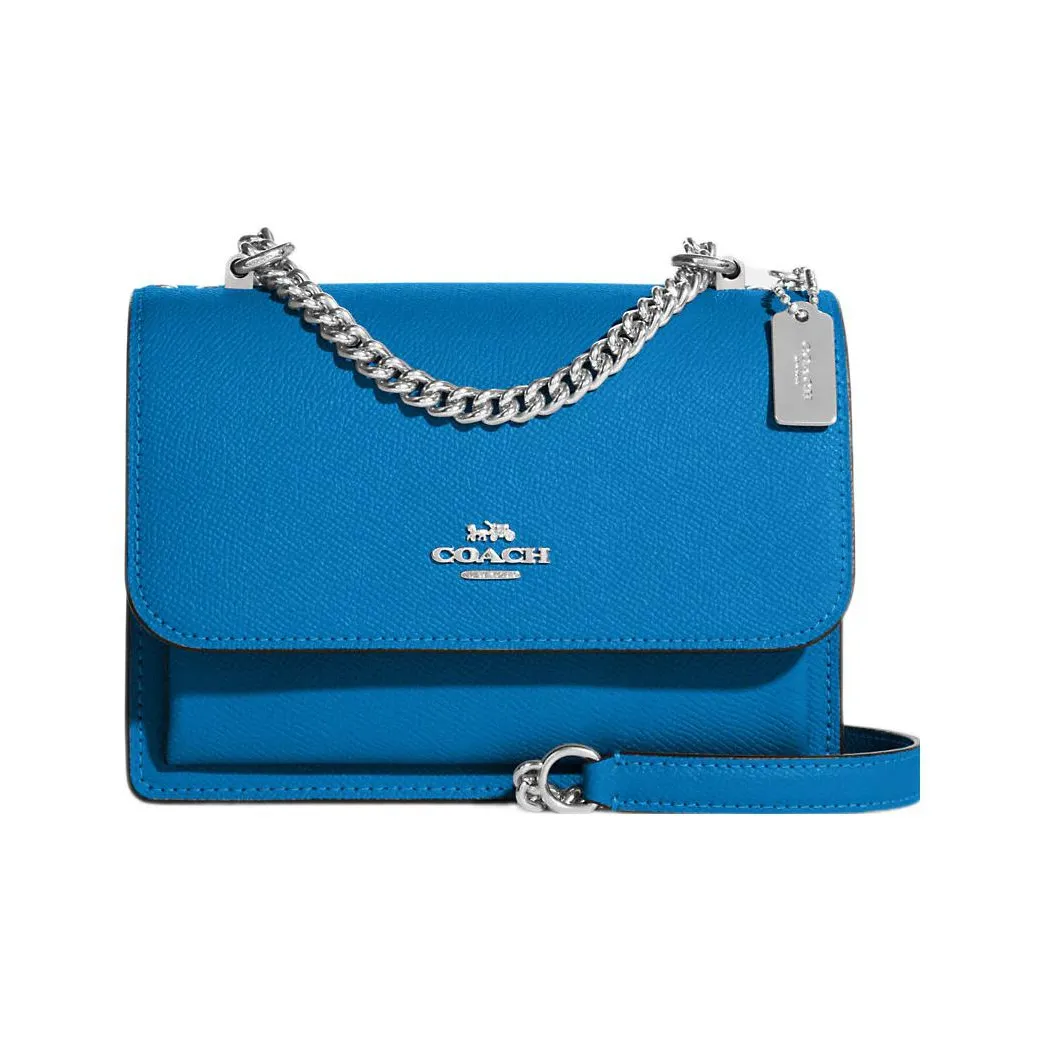 COACH Klare Cross Grain Leather Envelope Bag, Shoulder Bag, Crossbody Bag Trumpets Women's Blue