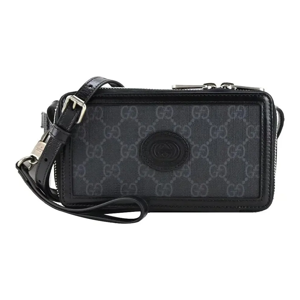 GUCCI Canvas Leather Crossbody Bag Mini Women's Black