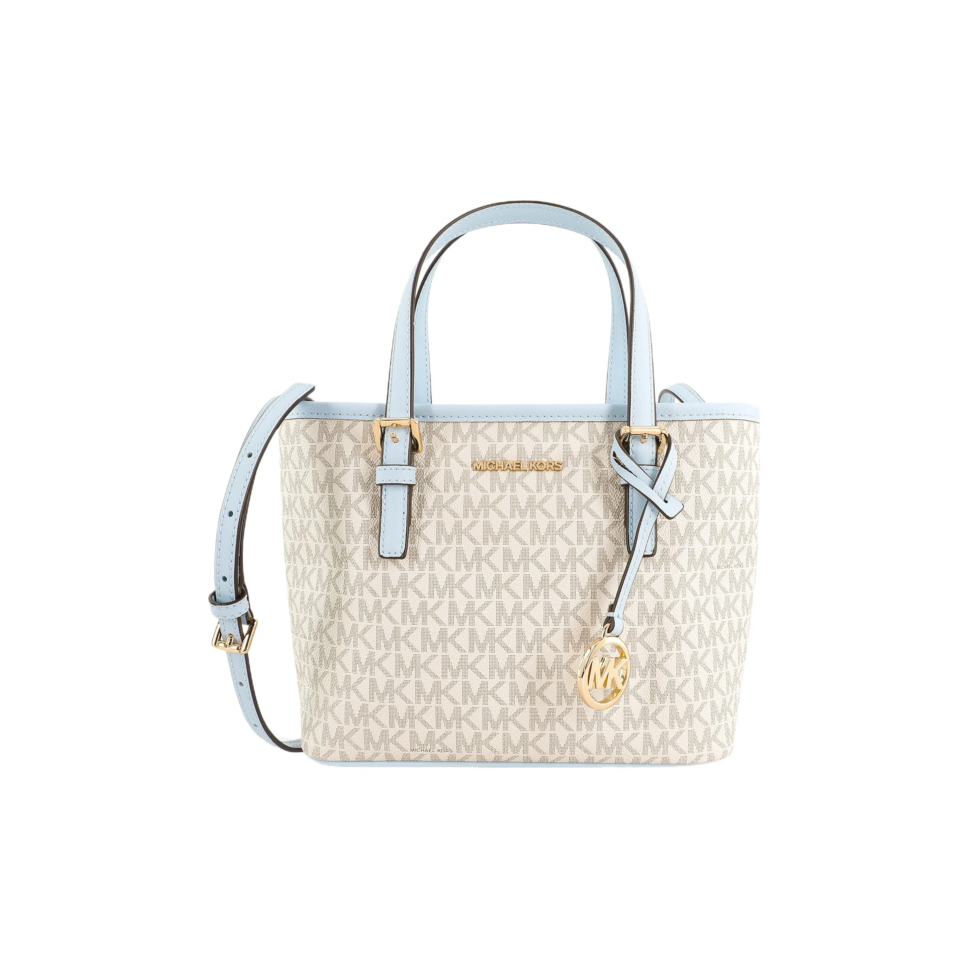 MICHAEL KORS Canvas With Leather One Shoulder Handbag Regular Women's White & Blue
