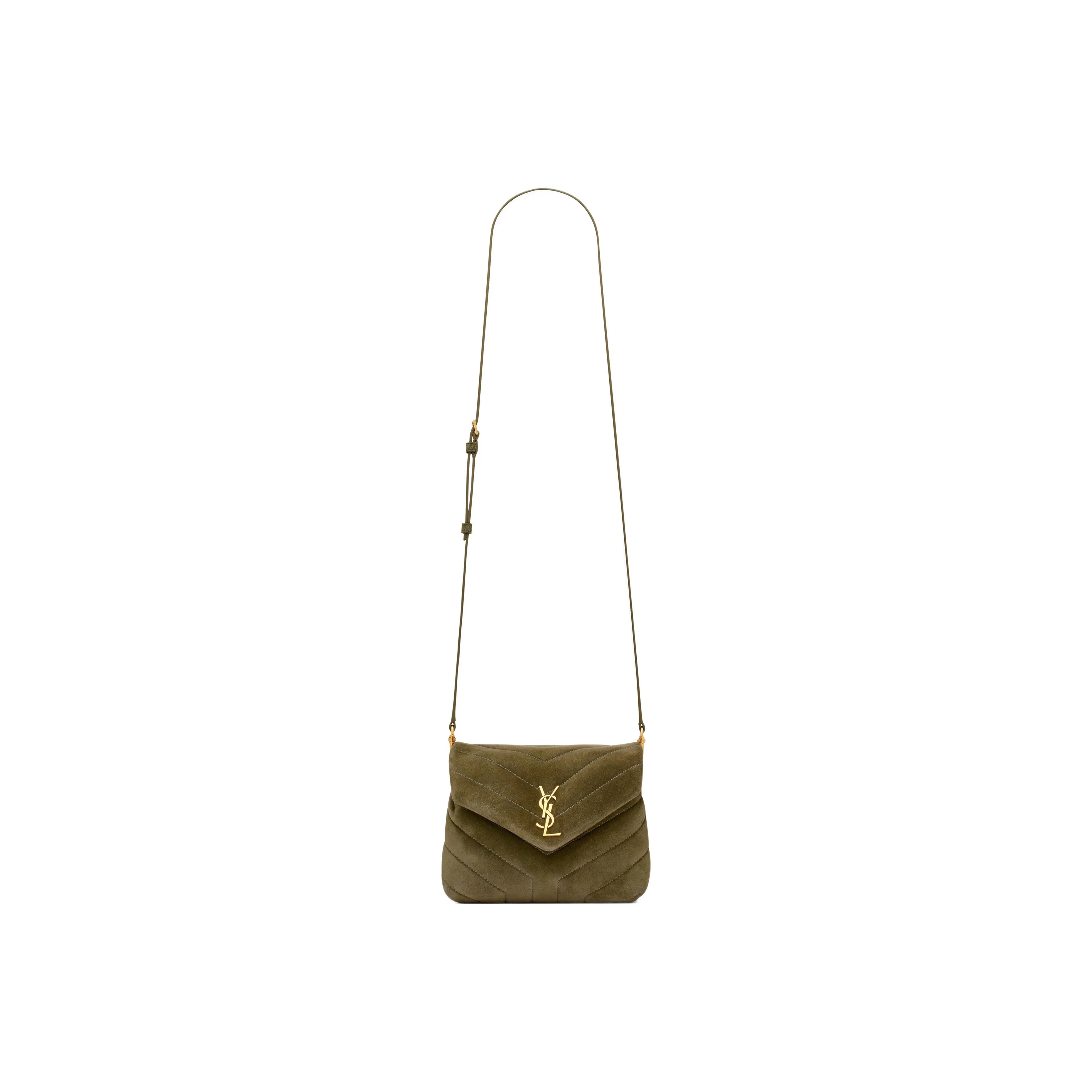 SAINT LAURENT LOULOU Calfskin Crossbody Bag, Shoulder Bag Women's Roden Green
