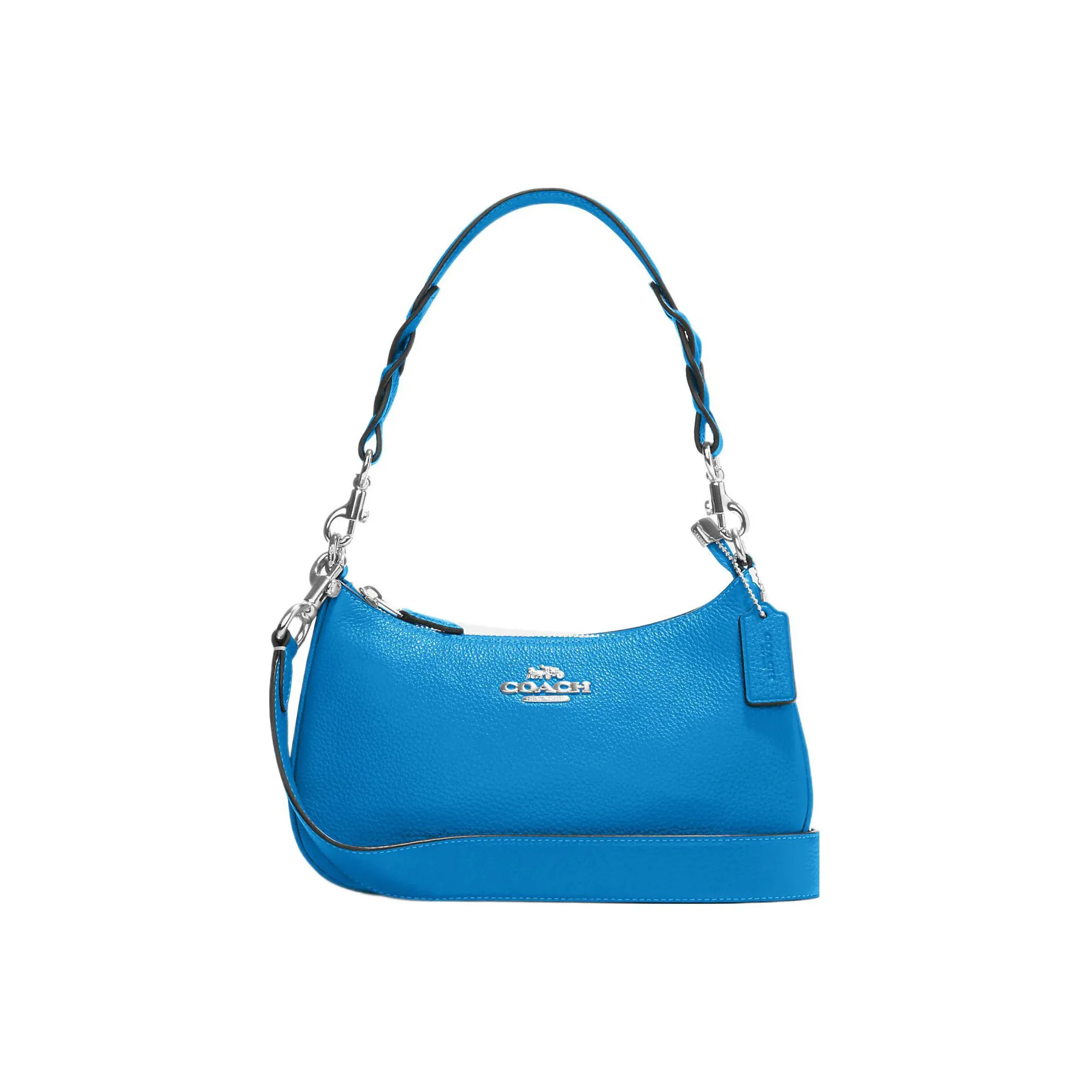 COACH Teri Coated Canvas With Pebbled Leather Portable Crossbody Bag, Shoulder Bag Women's Blue