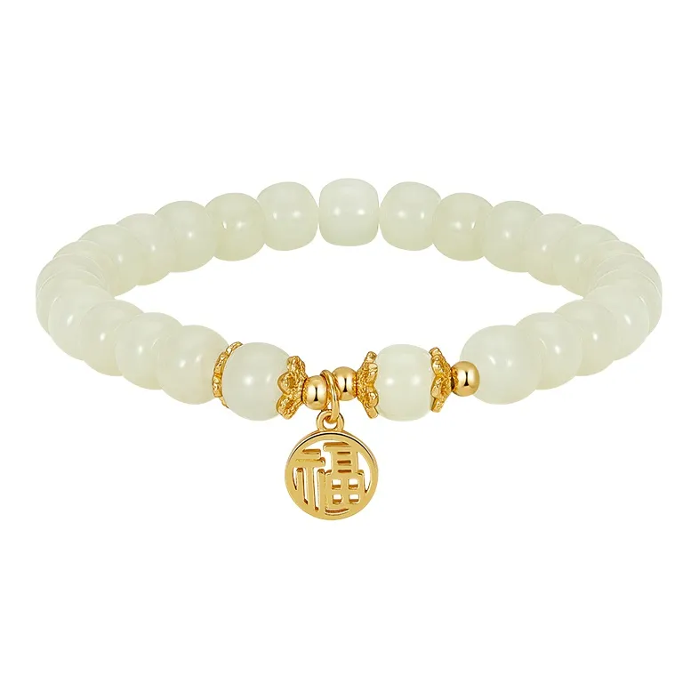 MCK Bracelets Pale Greenish White Jade Women's