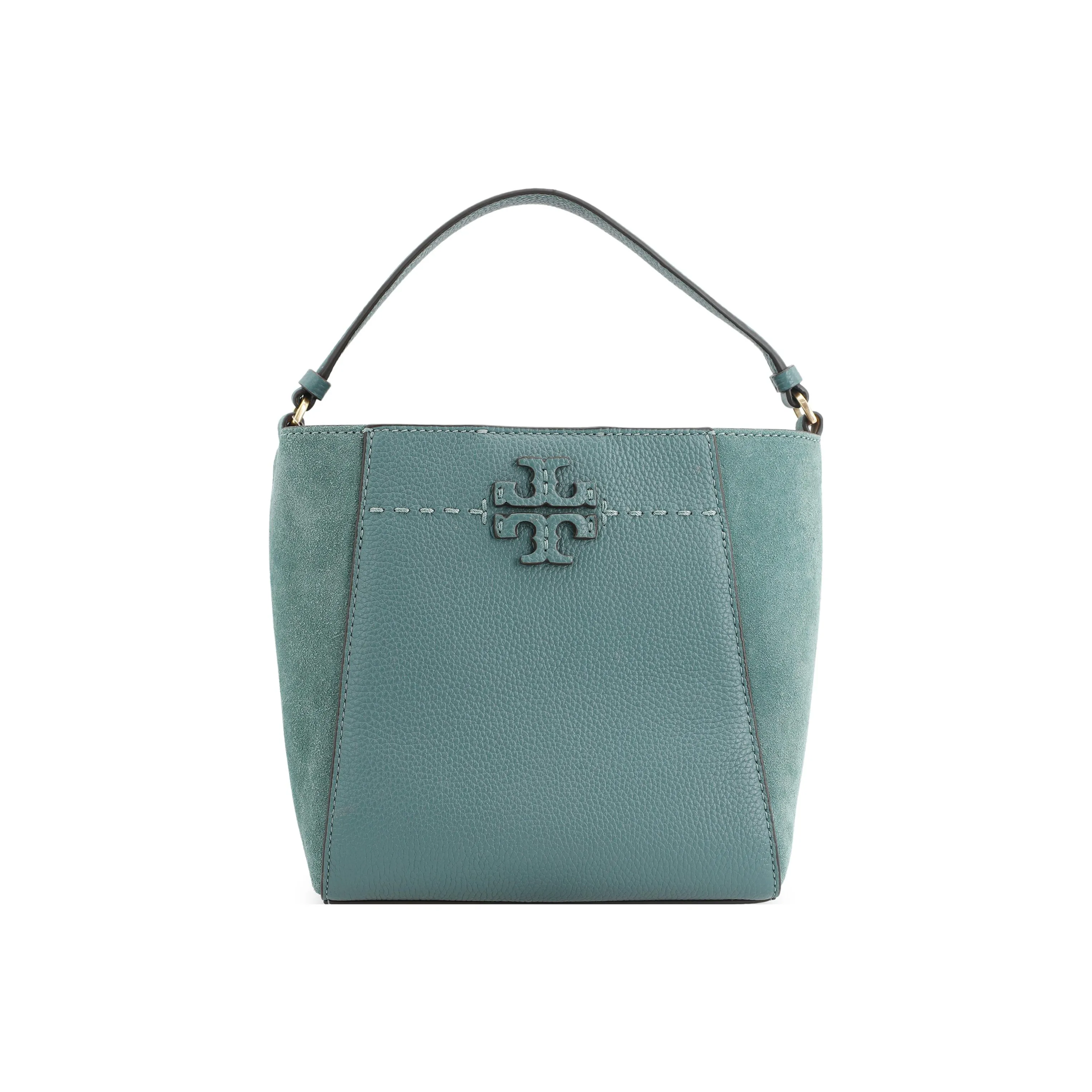 TORY BURCH McGraw Litchi Grain Leather Bucket Bag Handbag Shoulder Bag Crossbody Bag Small Size Women's Aurora Blue