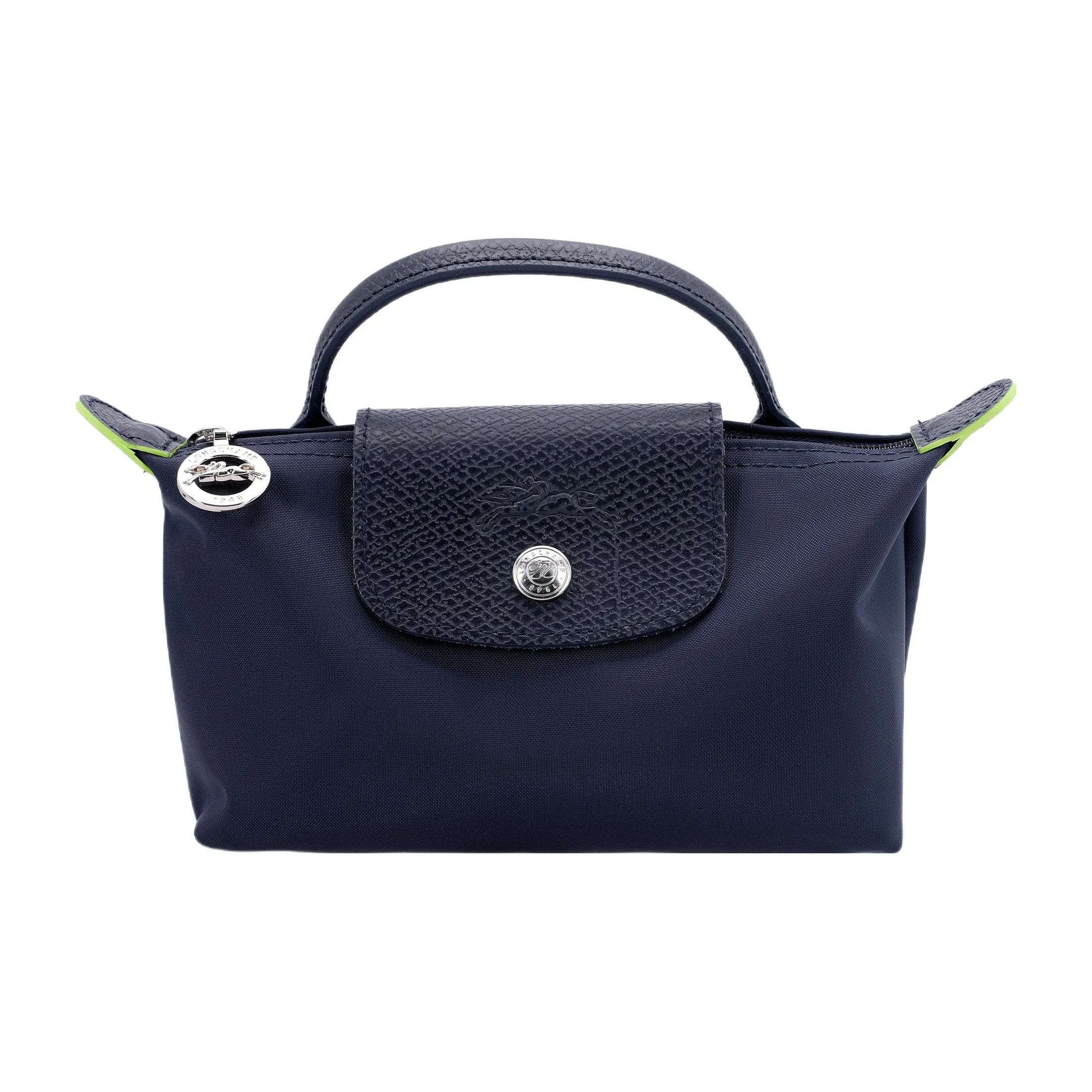 LONGCHAMP Переработанный холст и кожа Пельменная сумка Маленькая Женская Темно-синий