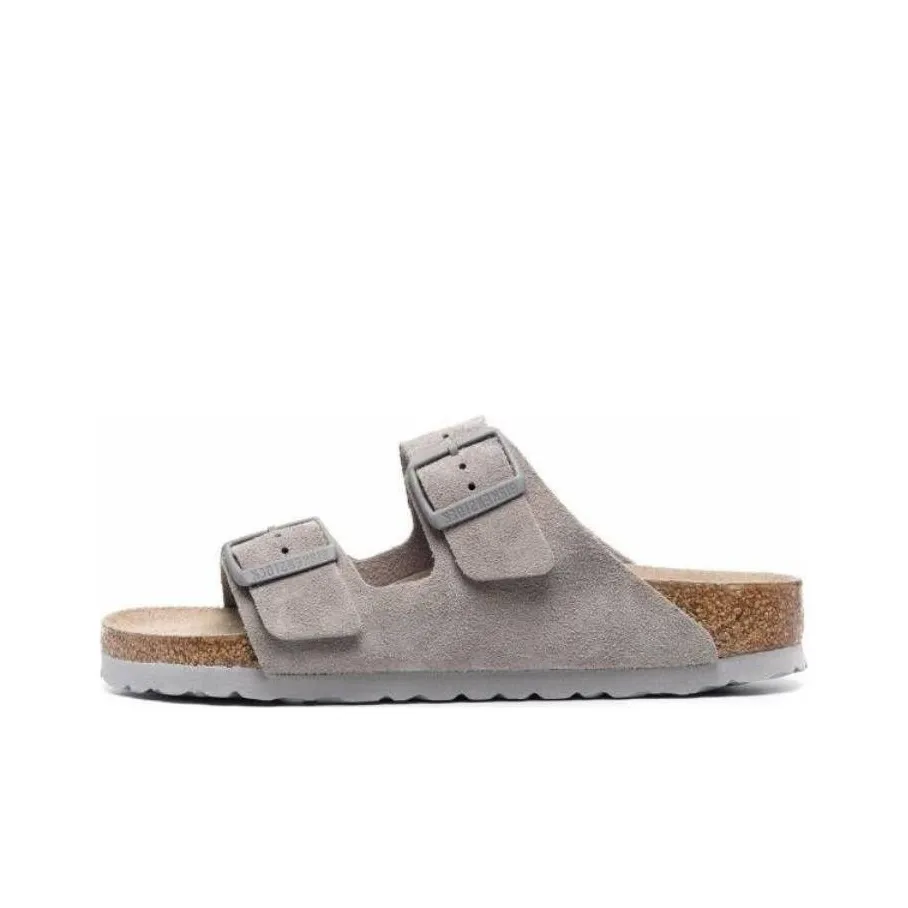 Birkenstock Arizona Soft Footbed Suede Leather Narrow Fit Sandals 'Stone Coin'