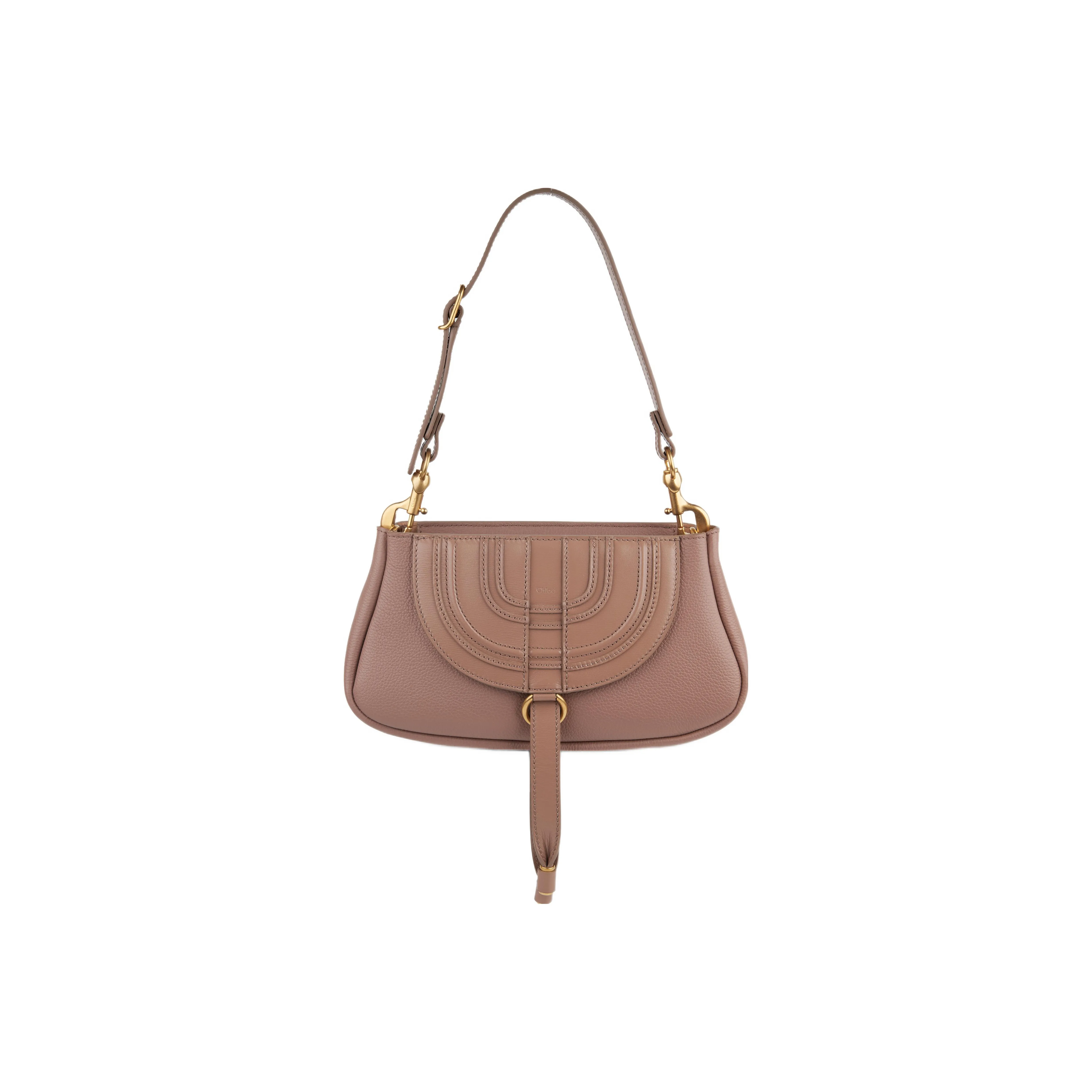 Chloe Marcie Grain Calfskin With Leather One Shoulder Handbag Trumpets Women's Rose Pink