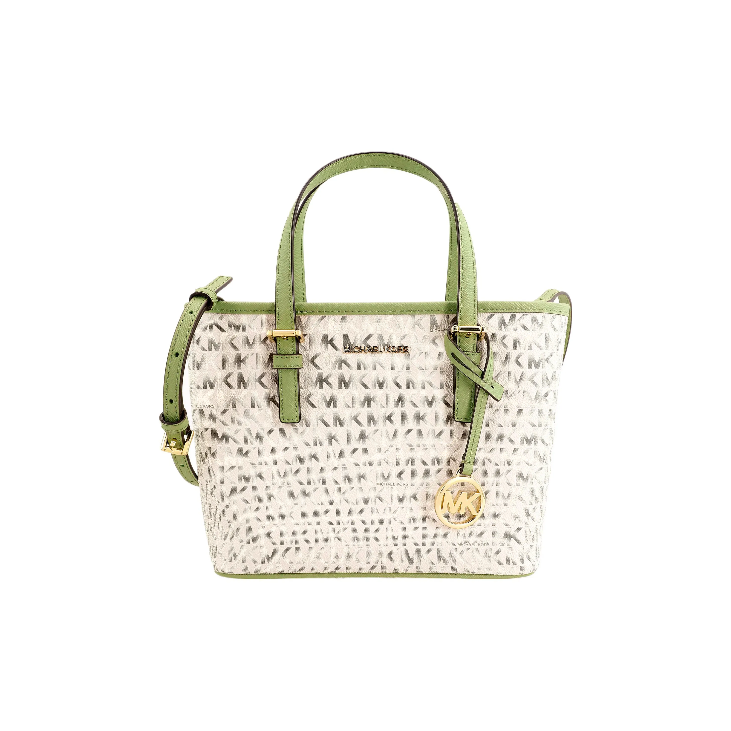 MICHAEL KORS Jet Set Travel Coated Canvas Tote Bag Shopping Bag Shoulder Bag Handbag Extra Small Women's White & Green