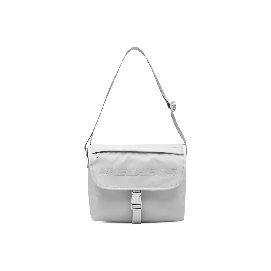 Skechers Fabric Messenger Bag, Shoulder Bag, Crossbody Bag Regular Unisex Moonball Gray