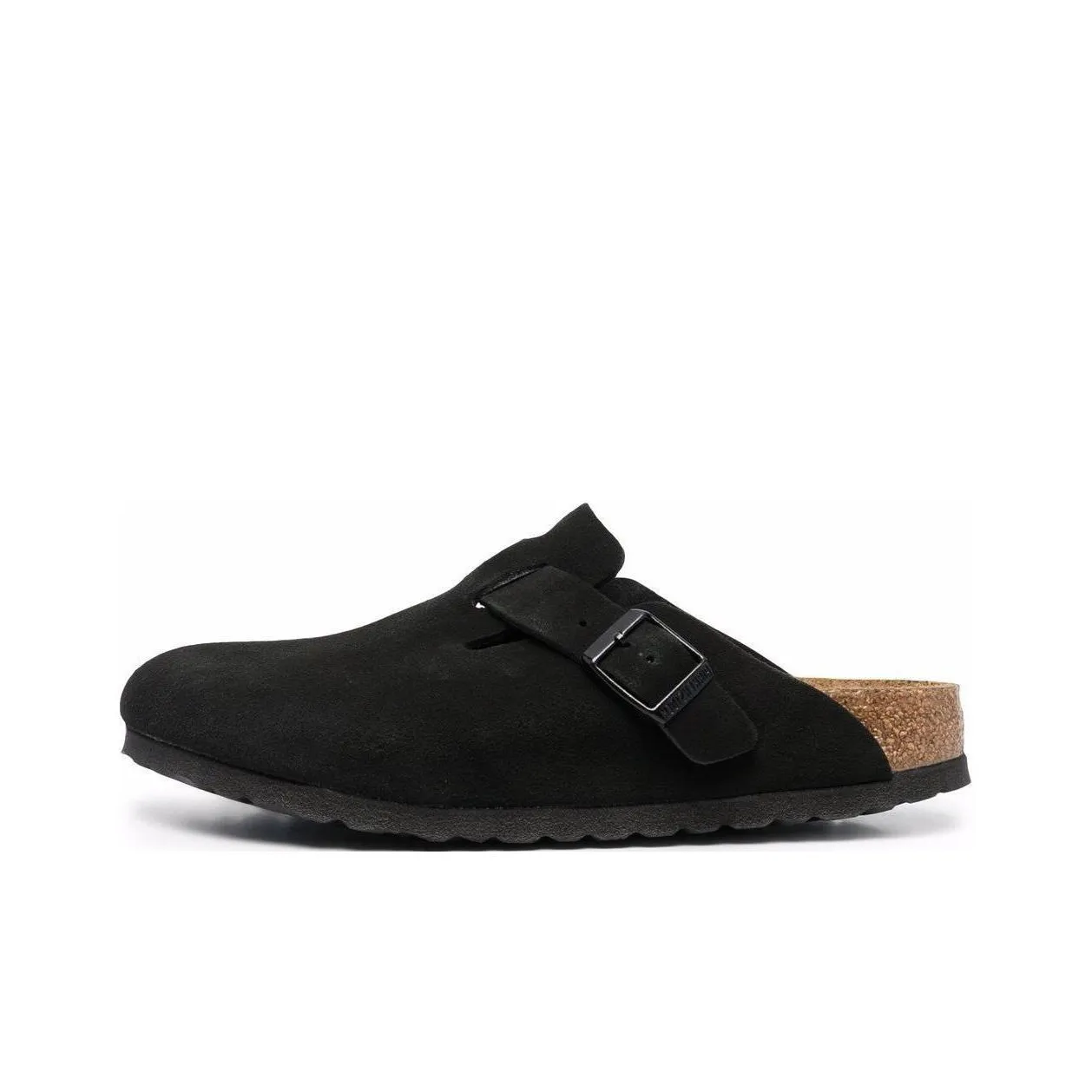 Birkenstock Boston Soft Footbed Suede Leather Narrow Fit Mules 'Black' Women's