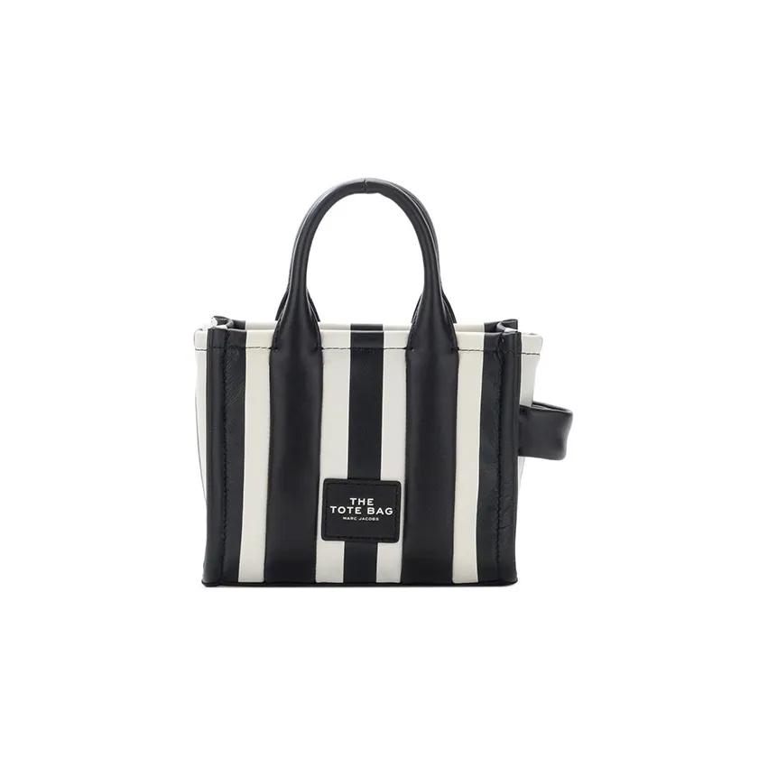 MARC JACOBS Leather Tote Bag, Shopping Bag, Shoulder Bag, Crossbody Bag, Handbag Regular Women's Black/White