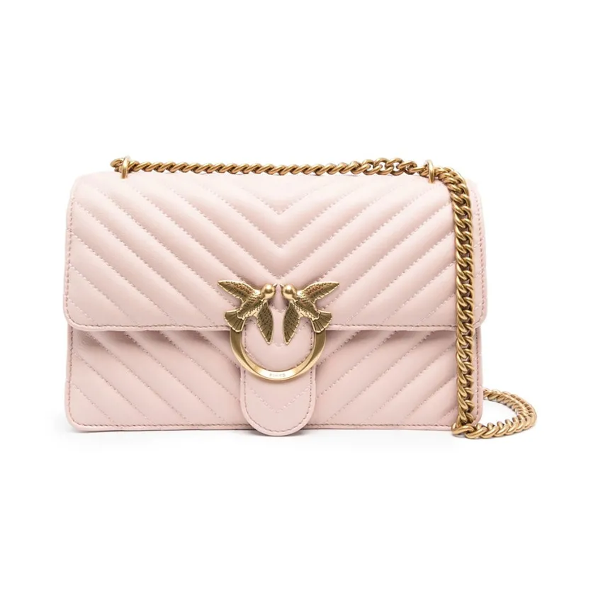 PINKO Nappa Leather Cow Leather Shoulder Bag, Crossbody Bag Women's Pink