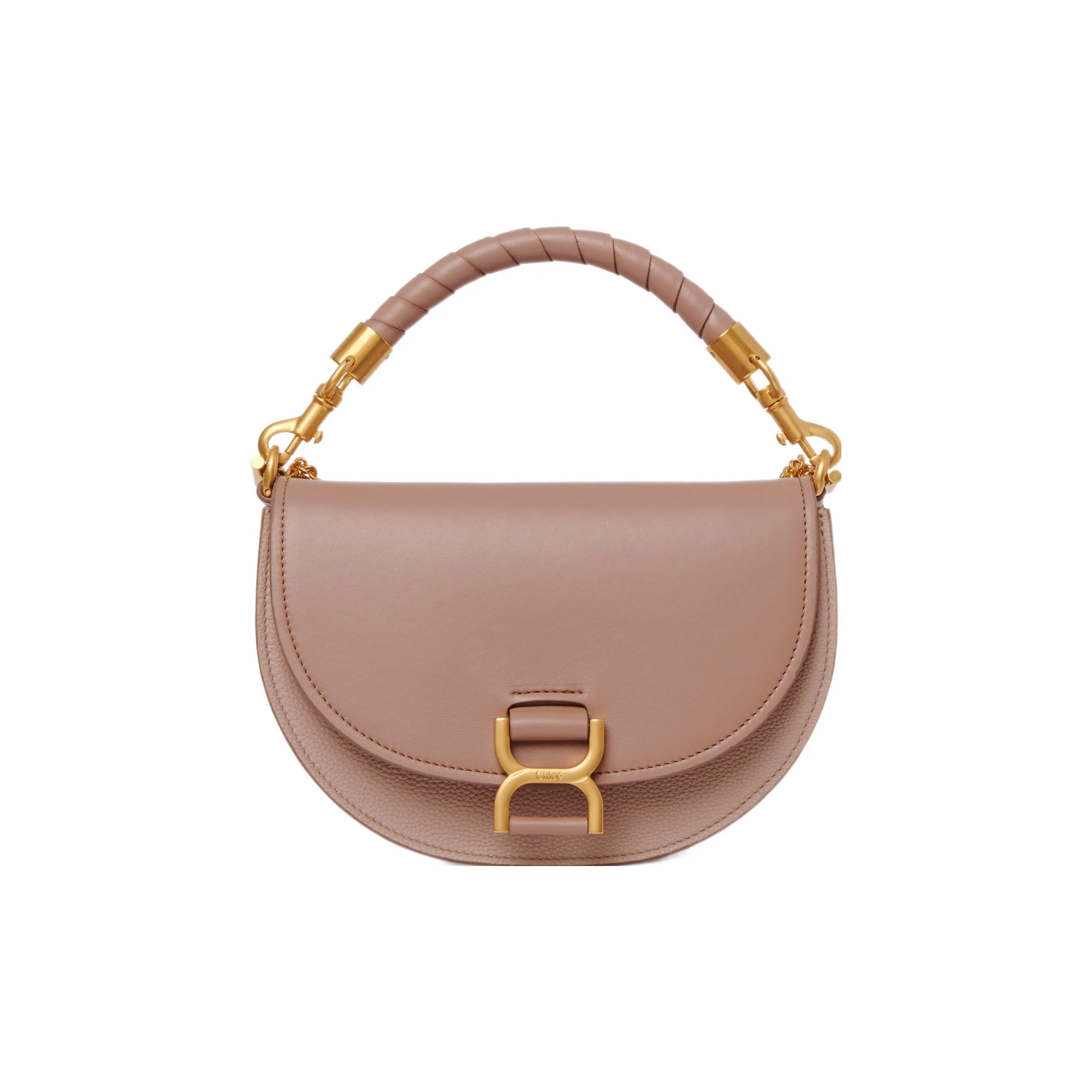 Chloe Marcie Nappa Lambskin With Grainy Surface Calfskin With Suede One Shoulder Handbags Women's Rose Pink