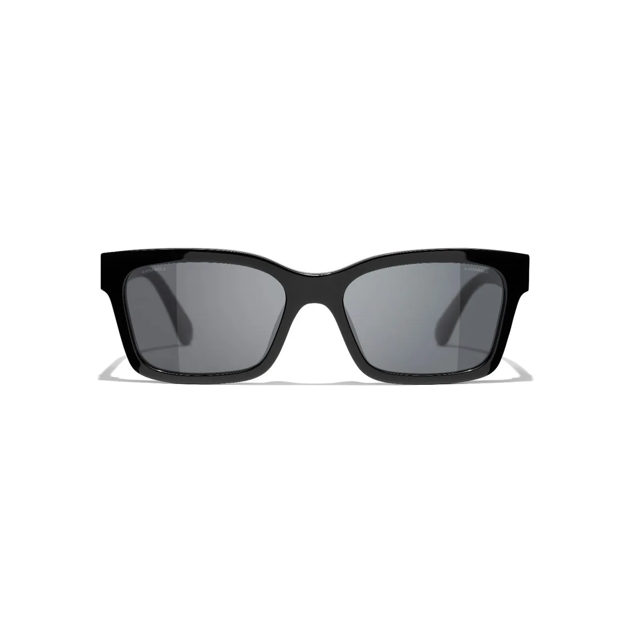 CHANEL Plate Frame Irregular Shape Sunglasses Unisex Black