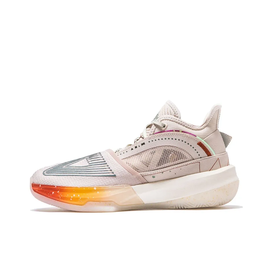 PEAK Taichi Треугольник Амортизаторы Slip-resistant Abrasion-resistant MID Баскетбольные кроссовки Мужские Розовый Желтый