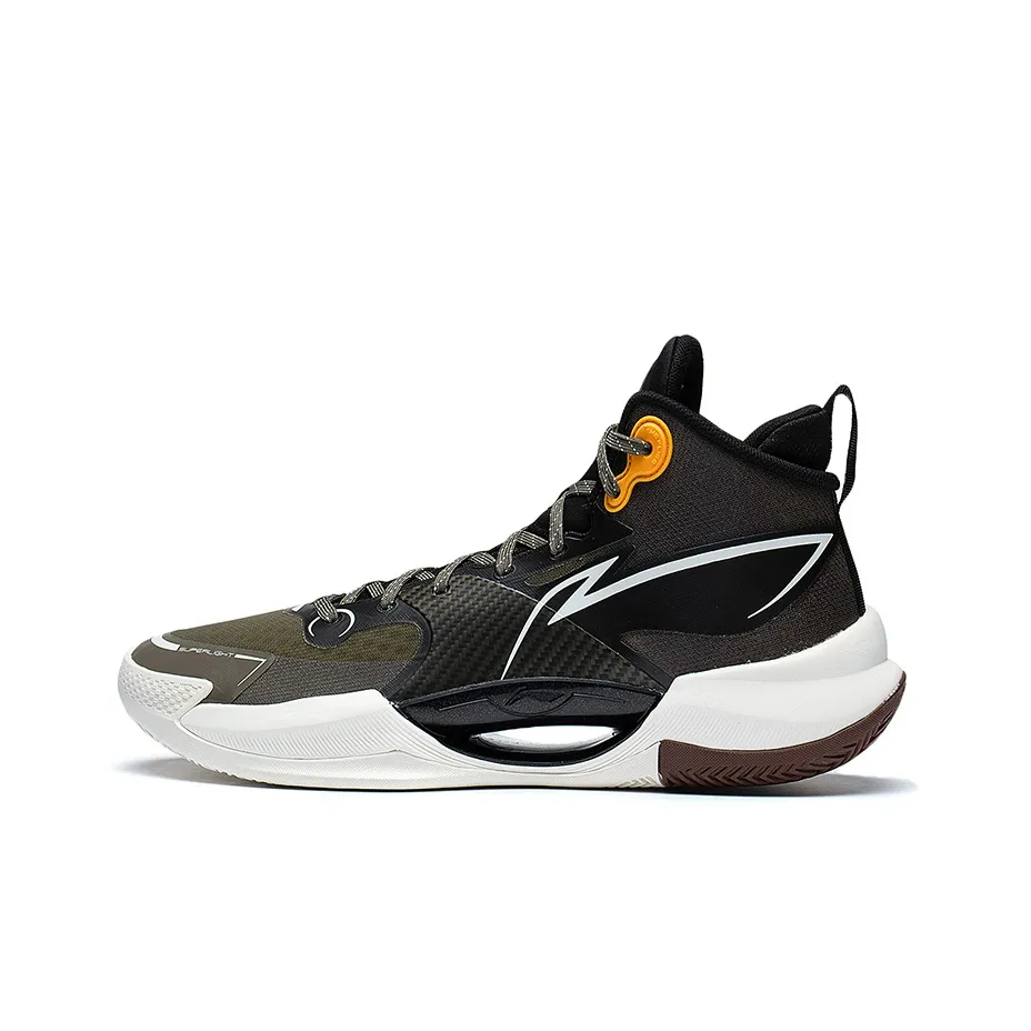 LiNing Ultra Light Slip Resistant, Abrasion Resistant, Lightweight Mid Top Basketball Shoes Men's Black Green