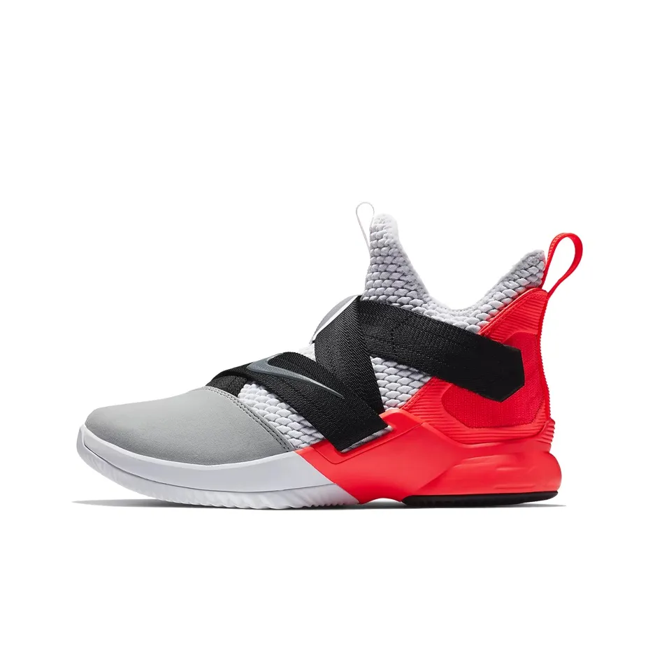 Nike Zoom Soldier 12 LeBron Нескользящий Легкий MID Баскетбольные кроссовки Мужской Белый Красный