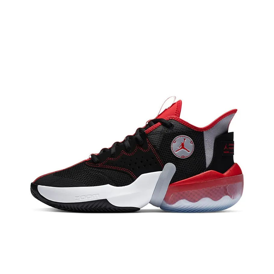 Jordan React Elevation Basketball Shoes Men's Mid Top Black/White/Red
