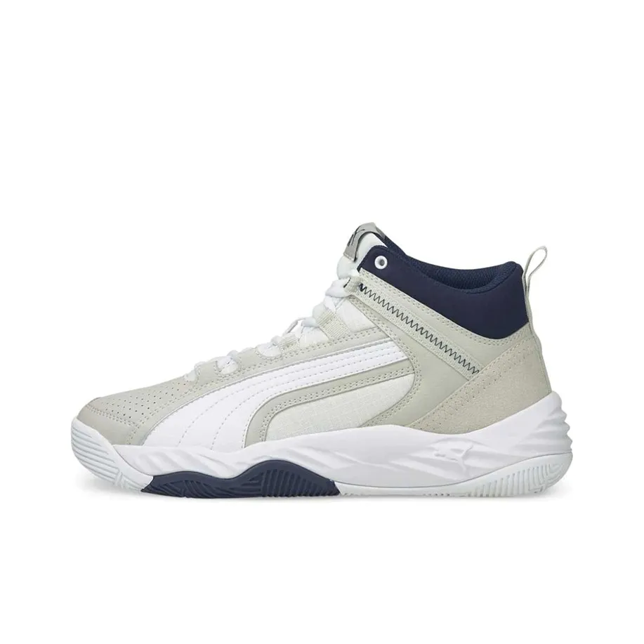 PUMA REBOUND Future Evo Shock Absorbers Slip-resistant MID Basketball Shoes Unisex Gray Blue PUMA REBOUND Future Evo Амортизаторы Slip-resistant MID Баскетбольные кроссовки Унисекс Серый Синий