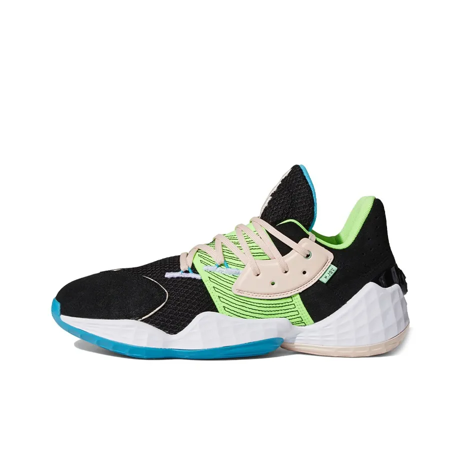 Adidas Harden Vol. 4 Амортизаторы Устойчивые к истиранию Низкий Топ Баскетбольные кроссовки Мужские Черный Розовый Зеленый