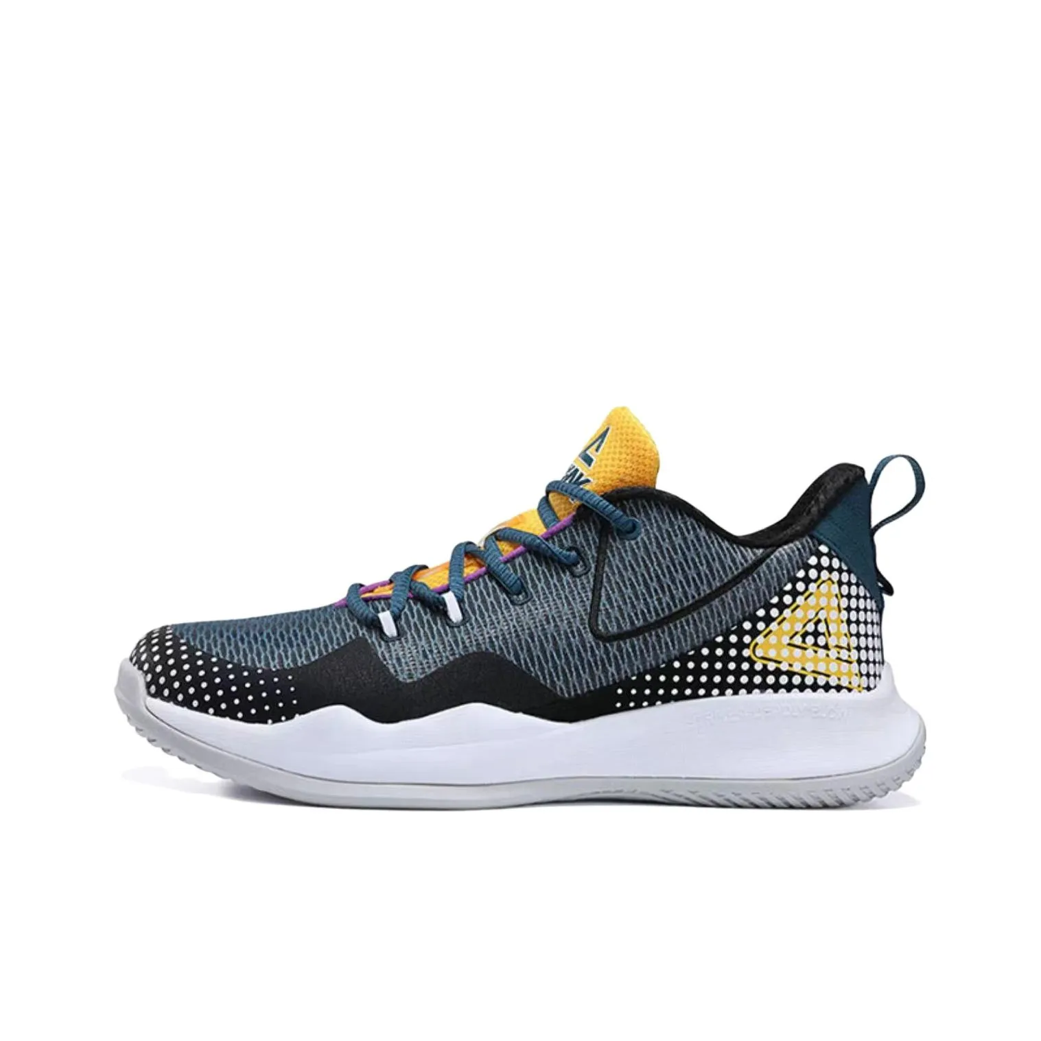 PEAK Basketball Shoes Men's Low Top Dark Navy Blue/White/Yellow