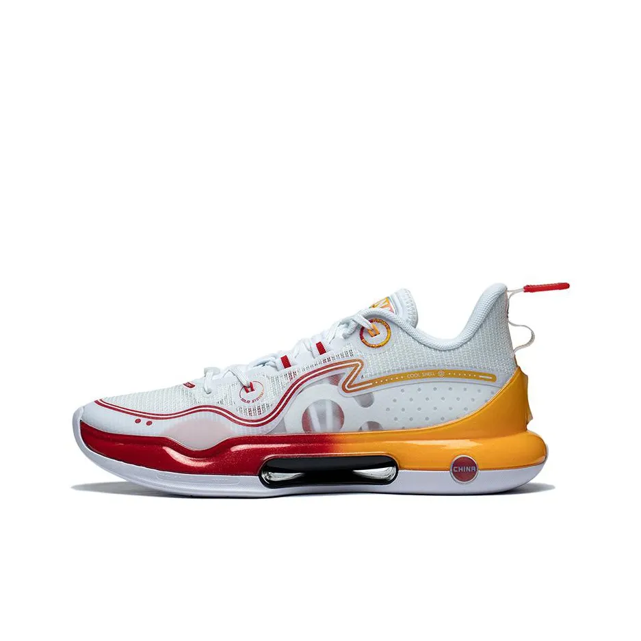 LINING Evolution LOW Basketball Shoes Men's Low Top White/Yellow/Red