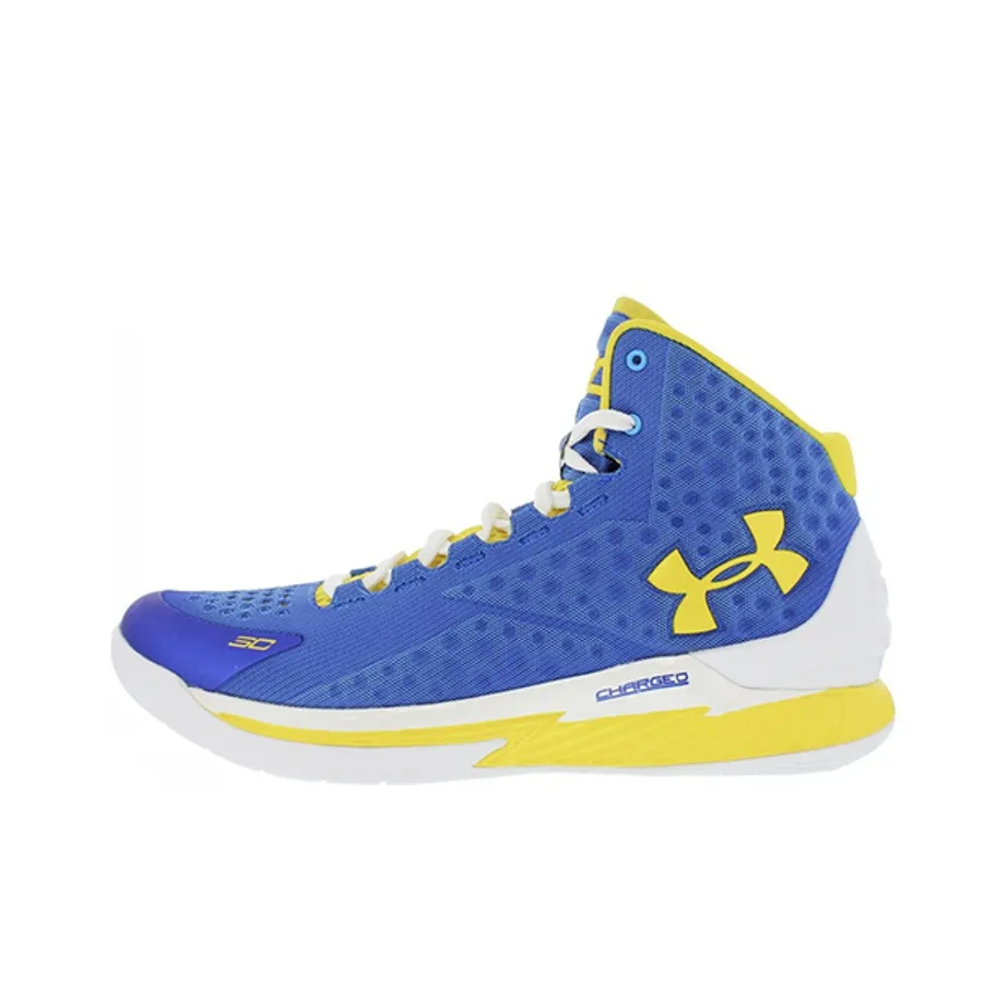 Under Armour Curry 1 Дом Нескользящий Легкий Высокий Топ Баскетбольные кроссовки Мужской Синий