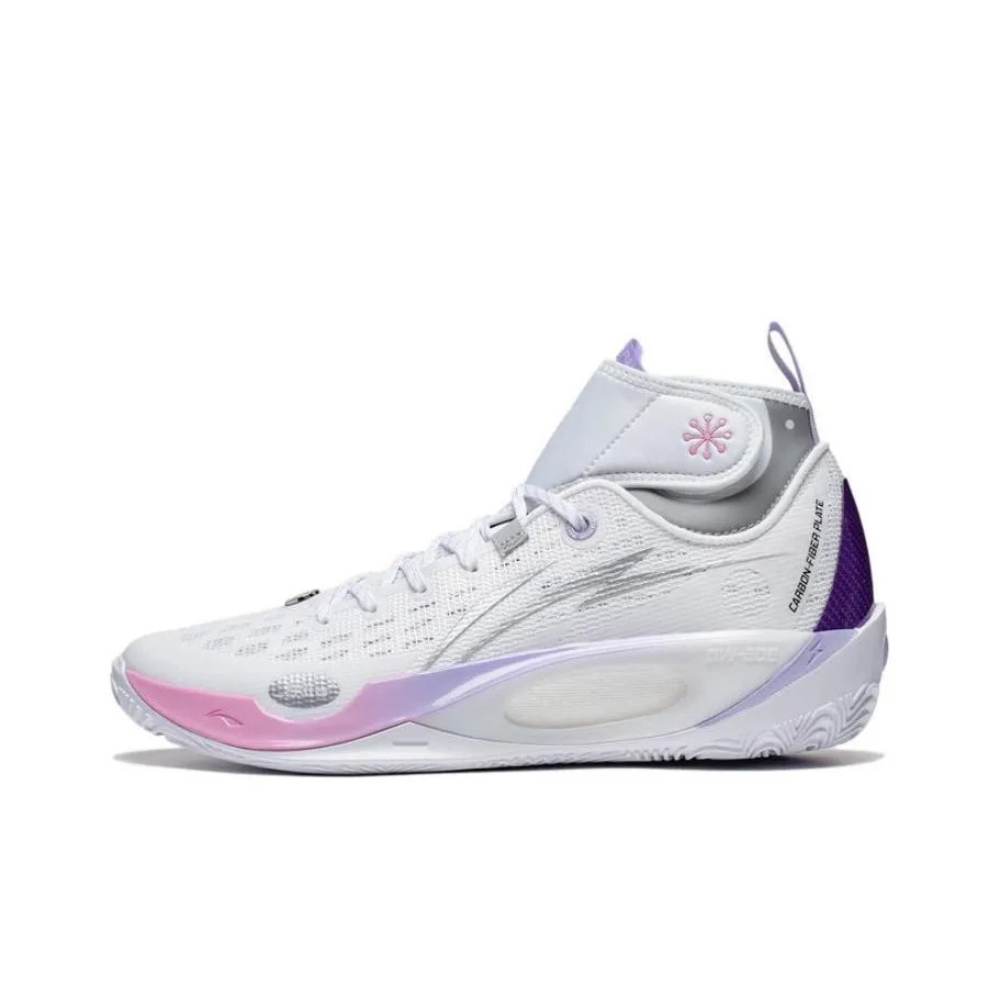 LiNing 808 2 ULTRA Abrasion Resistant Breathable Mid Top Basketball Shoes Men's White Bad Little Purple