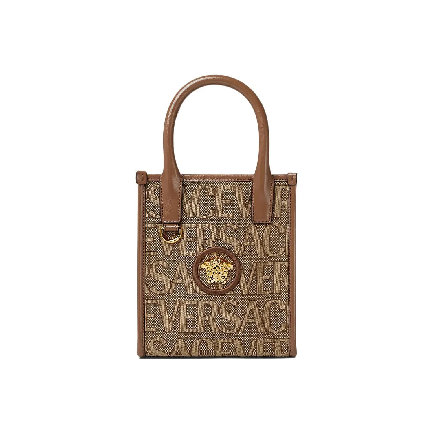 VERSACE Allover Cow Leather Tote Bag Shopping Bag Shoulder Bag Crossbody Bag Handbag Mini Women's Brown