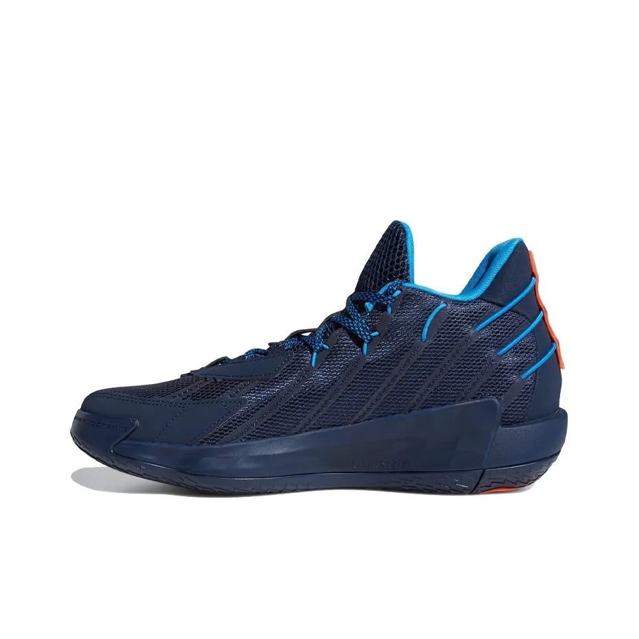 Adidas D Lillard 7 Slip-resistant Abrasion-resistant Low-top Basketball Shoes Men's Blue Orange