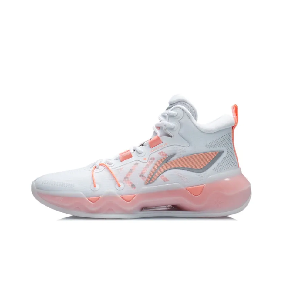 LiNing Liren 2 Cushioning Anti Slip And Wear Resistant Coverage Support Mid Top Basketball Shoes Men's White Orange
