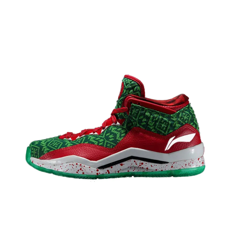 LiNing WOW 3 Way Of Wade 3 Slip Resistant Mid Top Basketball Shoes Men's Green Red White