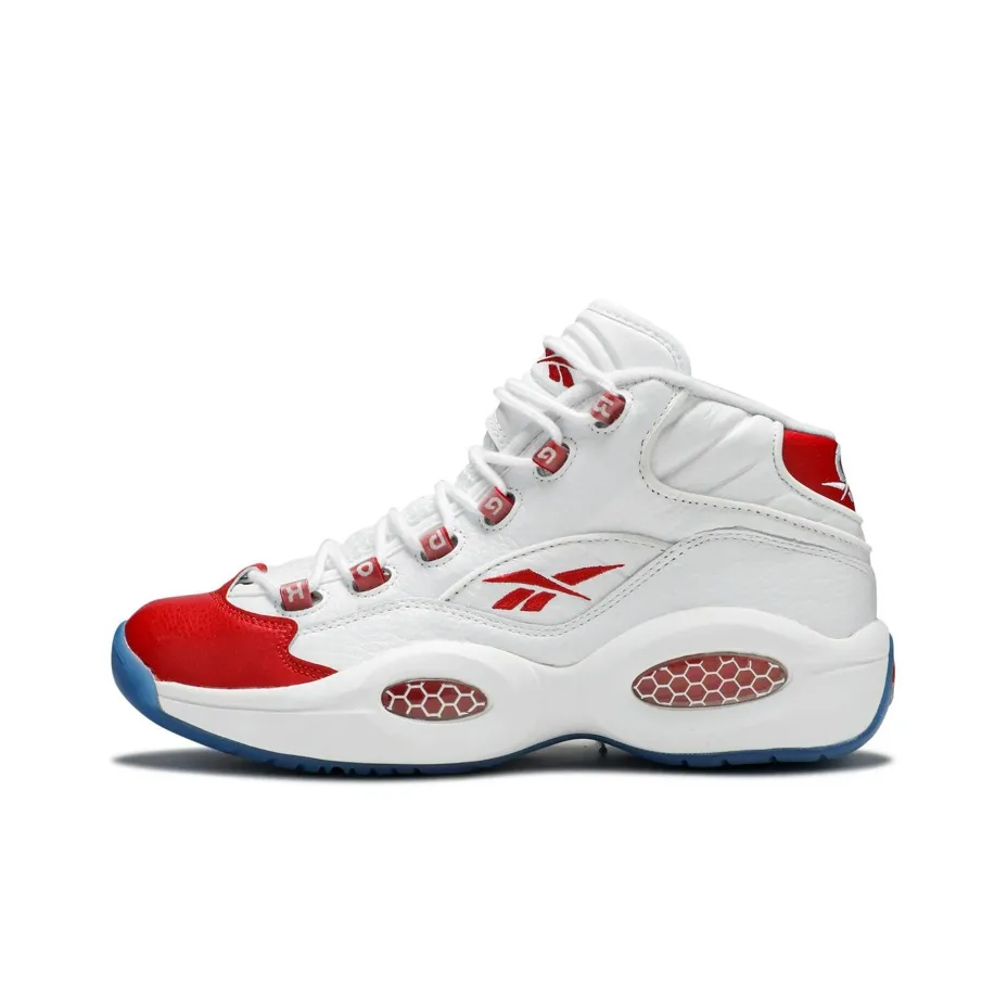 Reebok совместный бренд Question Mid Pearlized Красный Iverson MID Топ Баскетбольные кроссовки Мужской Белый и красный