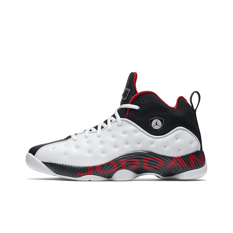 Jordan Jumpman Команда II Амортизаторы Shock Absorbers Противоскользящие Устойчивые к истиранию MID Баскетбольные кроссовки Мужские Белый Черный Красный