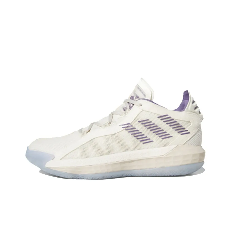 Adidas D Lillard 6 Противоскользящий Устойчивый к истиранию MID Баскетбольные кроссовки Мужской Белый Фиолетовый Розовый Азиатская версия