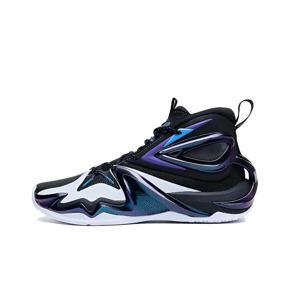 XTEP Battle 1.0 Basketball Shoes Men High Top Black/New White/Beijing Blue