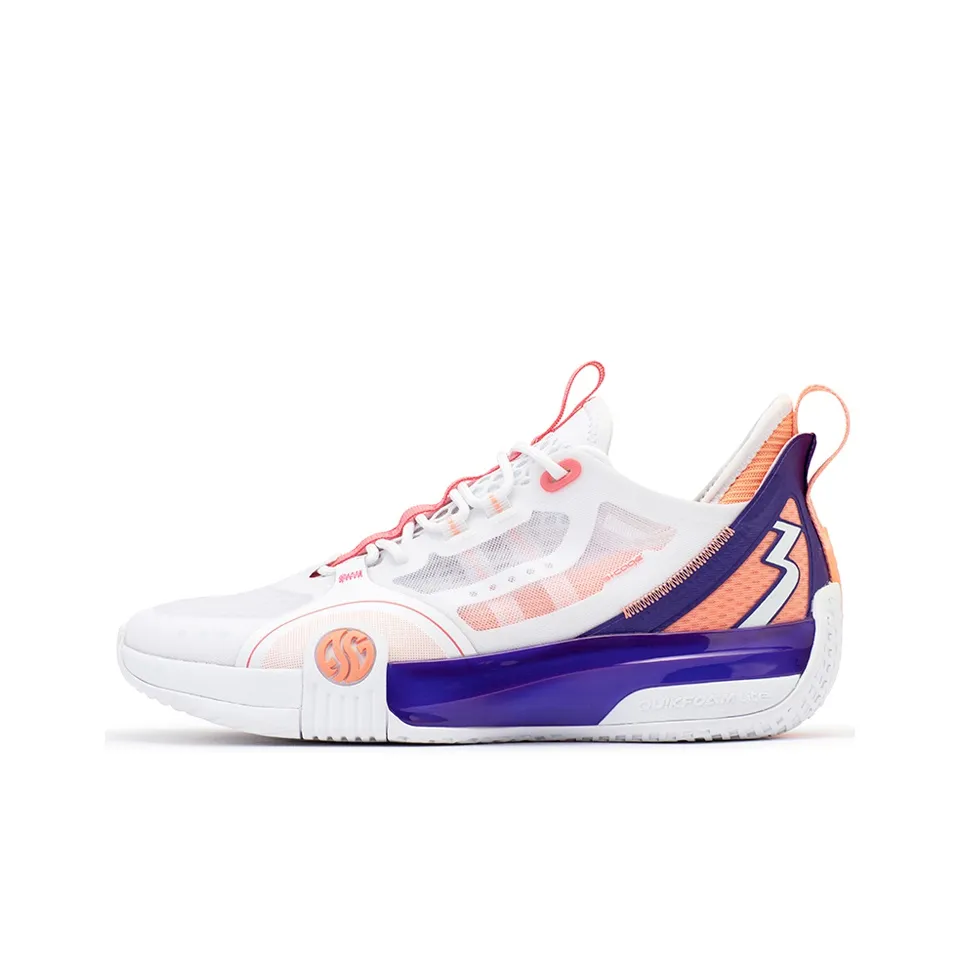 361° Zen 3 Basketball Shoes Men's Low top 361 Degrees White/Tropical Pink